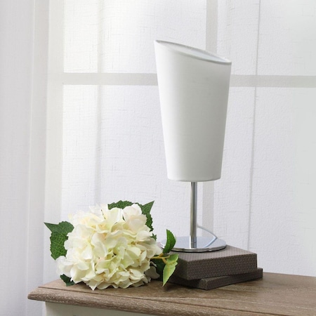 Star Brite Simple Designs Mini Chrome Table Lamp with Angled Fabric Shade, White ST2519969